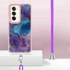 For OPPO Reno12 Global Electroplating Marble Dual-side IMD Phone Case with Lanyard(Purple 016) - 3