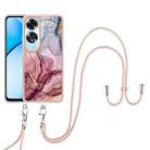 For OPPO A60 Electroplating Marble Dual-side IMD Phone Case with Lanyard(Rose Red 014) - 2