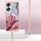 For OPPO A60 Electroplating Marble Dual-side IMD Phone Case with Lanyard(Rose Red 014) - 3