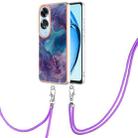 For OPPO A60 Electroplating Marble Dual-side IMD Phone Case with Lanyard(Purple 016) - 1