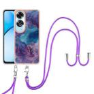 For OPPO A60 Electroplating Marble Dual-side IMD Phone Case with Lanyard(Purple 016) - 2