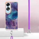 For OPPO A60 Electroplating Marble Dual-side IMD Phone Case with Lanyard(Purple 016) - 3