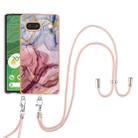 For Google Pixel 7A Electroplating Marble Dual-side IMD Phone Case with Lanyard(Rose Red 014) - 1