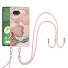 For Google Pixel 7A Electroplating Marble Dual-side IMD Phone Case with Lanyard(Rose Gold 015) - 1