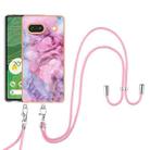 For Google Pixel 7A Electroplating Marble Dual-side IMD Phone Case with Lanyard(Pink 013) - 1