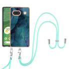 For Google Pixel 7A Electroplating Marble Dual-side IMD Phone Case with Lanyard(Green 017) - 1