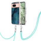For Google Pixel 8a Electroplating Marble Dual-side IMD Phone Case with Lanyard(Green 017) - 1