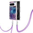 For Google Pixel 8 Pro Electroplating Marble Dual-side IMD Phone Case with Lanyard(Purple 016) - 1