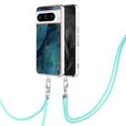 For Google Pixel 8 Pro Electroplating Marble Dual-side IMD Phone Case with Lanyard(Green 017) - 1