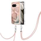 For Google Pixel 8 Electroplating Marble Dual-side IMD Phone Case with Lanyard(Rose Gold 015) - 1