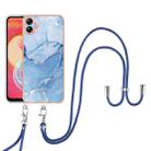 For Samsung Galaxy A04E Electroplating Marble Dual-side IMD Phone Case with Lanyard(Blue 018) - 1