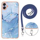 For Samsung Galaxy A04E Electroplating Marble Dual-side IMD Phone Case with Lanyard(Blue 018) - 2