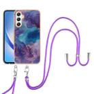 For Samsung Galaxy A24 Electroplating Marble Dual-side IMD Phone Case with Lanyard(Purple 016) - 1