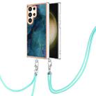 For Samsung Galaxy S24 Ultra 5G Electroplating Marble Dual-side IMD Phone Case with Lanyard(Green 017) - 1