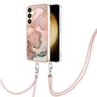 For Samsung Galaxy S24+ 5G Electroplating Marble Dual-side IMD Phone Case with Lanyard(Rose Gold 015) - 1