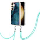 For Samsung Galaxy S24 5G Electroplating Marble Dual-side IMD Phone Case with Lanyard(Green 017) - 1