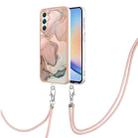 For Samsung Galaxy A25 5G Electroplating Marble Dual-side IMD Phone Case with Lanyard(Rose Gold 015) - 1