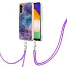 For Samsung Galaxy A35 Electroplating Marble Dual-side IMD Phone Case with Lanyard(Purple 016) - 1