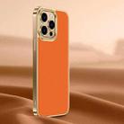 For iPhone 14 Pro Litchi Texture Genuine Leather Phone Case(Orange) - 1