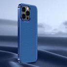 For iPhone 14 Pro Litchi Texture Genuine Leather Phone Case(Blue) - 1