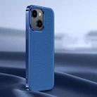 For iPhone 13 Litchi Texture Genuine Leather Phone Case(Blue) - 1