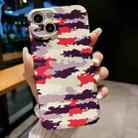 For iPhone 14 Precise Hole Camouflage Pattern PC Phone Case(Red Purple White) - 1