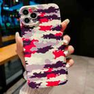 For iPhone 14 Pro Precise Hole Camouflage Pattern PC Phone Case(Red Purple White) - 1