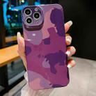 For iPhone 14 Pro Precise Hole Camouflage Pattern PC Phone Case(Dark Purple) - 1