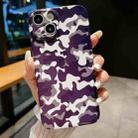 For iPhone 13 mini Precise Hole Camouflage Pattern PC Phone Case(White Purple) - 1