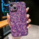 For iPhone 15 Plus Precise Hole Camouflage Pattern PC Phone Case(Fragmented Purple) - 1