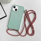 For iPhone 14 Plus Thicken Colorful TPU Phone Case with Braided Lanyard(Green) - 1