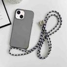 For iPhone 14 Plus Thicken Colorful TPU Phone Case with Braided Lanyard(Black) - 1