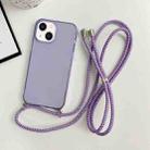 For iPhone 14 Plus Thicken Colorful TPU Phone Case with Braided Lanyard(Purple) - 1