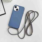 For iPhone 14 Plus Thicken Colorful TPU Phone Case with Braided Lanyard(Dark Blue) - 1