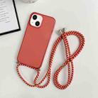 For iPhone 14 Plus Thicken Colorful TPU Phone Case with Braided Lanyard(Red) - 1