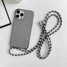 For iPhone 14 Pro Thicken Colorful TPU Phone Case with Braided Lanyard(Black) - 1