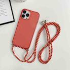 For iPhone 14 Pro Thicken Colorful TPU Phone Case with Braided Lanyard(Red) - 1