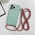 For iPhone 14 Pro Max Thicken Colorful TPU Phone Case with Braided Lanyard(Green) - 1