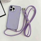 For iPhone 14 Pro Max Thicken Colorful TPU Phone Case with Braided Lanyard(Purple) - 1