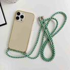 For iPhone 14 Pro Max Thicken Colorful TPU Phone Case with Braided Lanyard(Gold) - 1