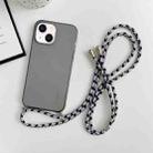For iPhone 13 mini Thicken Colorful TPU Phone Case with Braided Lanyard(Black) - 1