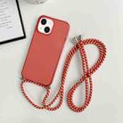 For iPhone 13 mini Thicken Colorful TPU Phone Case with Braided Lanyard(Red) - 1