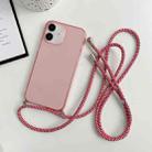 For iPhone 12 Thicken Colorful TPU Phone Case with Braided Lanyard(Pink) - 1