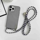 For iPhone 12 Pro Max Thicken Colorful TPU Phone Case with Braided Lanyard(Black) - 1
