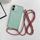 For iPhone 12 mini Thicken Colorful TPU Phone Case with Braided Lanyard(Green) - 1