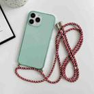 For iPhone 11 Pro Max Thicken Colorful TPU Phone Case with Braided Lanyard(Green) - 1