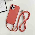 For iPhone 11 Pro Max Thicken Colorful TPU Phone Case with Braided Lanyard(Red) - 1