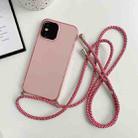 For iPhone X / XS Thicken Colorful TPU Phone Case with Braided Lanyard(Pink) - 1