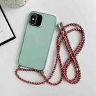 For iPhone XR Thicken Colorful TPU Phone Case with Braided Lanyard(Green) - 1