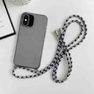 For iPhone XR Thicken Colorful TPU Phone Case with Braided Lanyard(Black) - 1